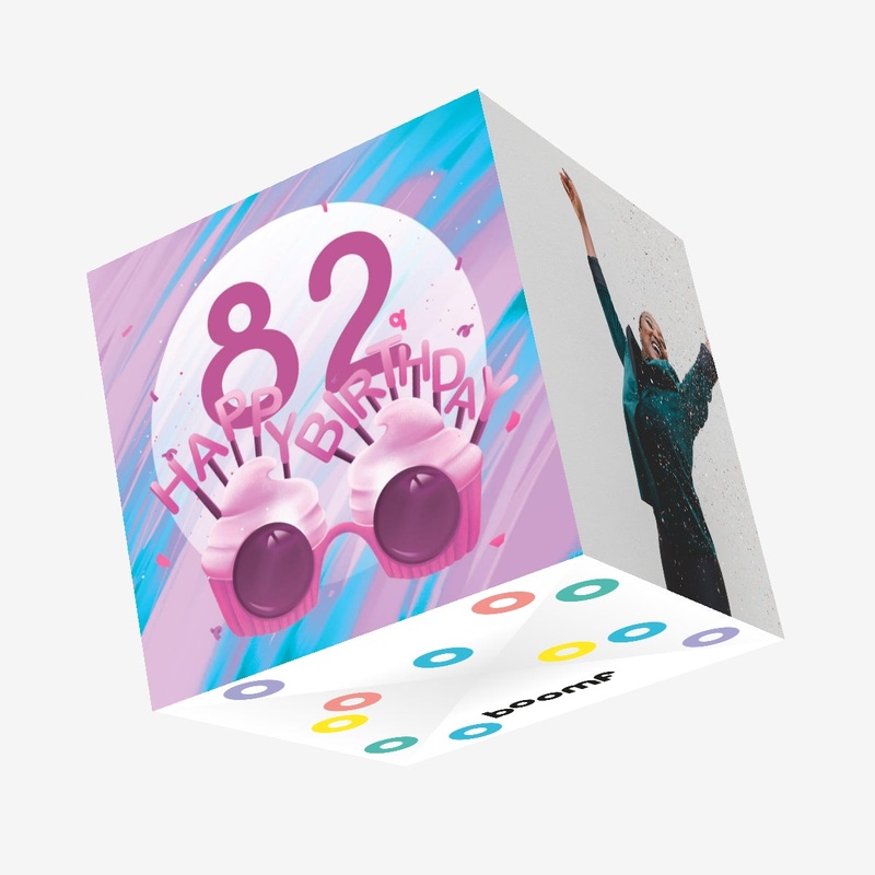 Happy 82nd Birthday Cupcake Glasses Confetti-exploding Greetings Card