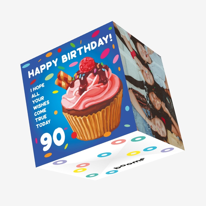 Happy 90th Birthday Cupcake Confetti-exploding Greetings Card