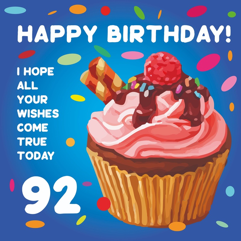 Happy 92nd Birthday Cupcake Card