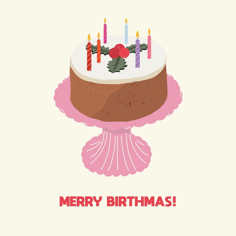 Merry Birthmas Cake With Candles