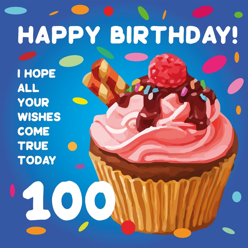 Sweet Cupcake Happy 100th Birthday