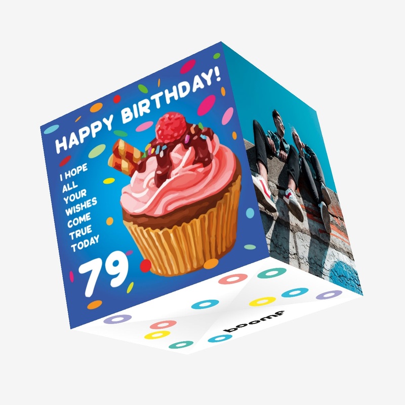 Sweet Cupcake Happy 79th Birthday Confetti-exploding Greetings Card