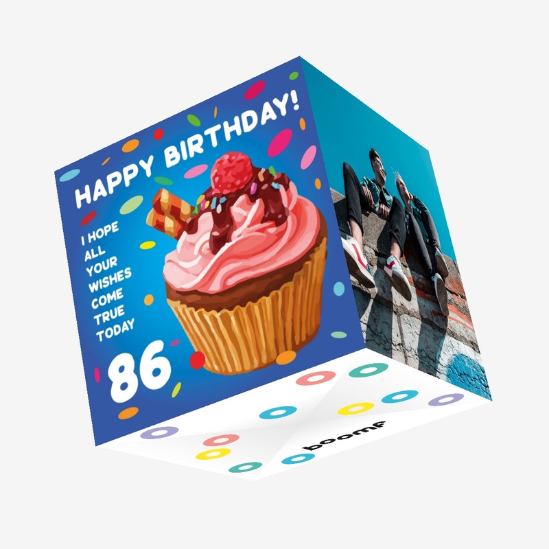 Sweet Cupcake Happy 86th Birthday Confetti-exploding Greetings Card