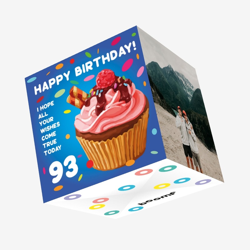 Sweet Cupcake Happy 93rd Birthday Confetti-exploding Greetings Card
