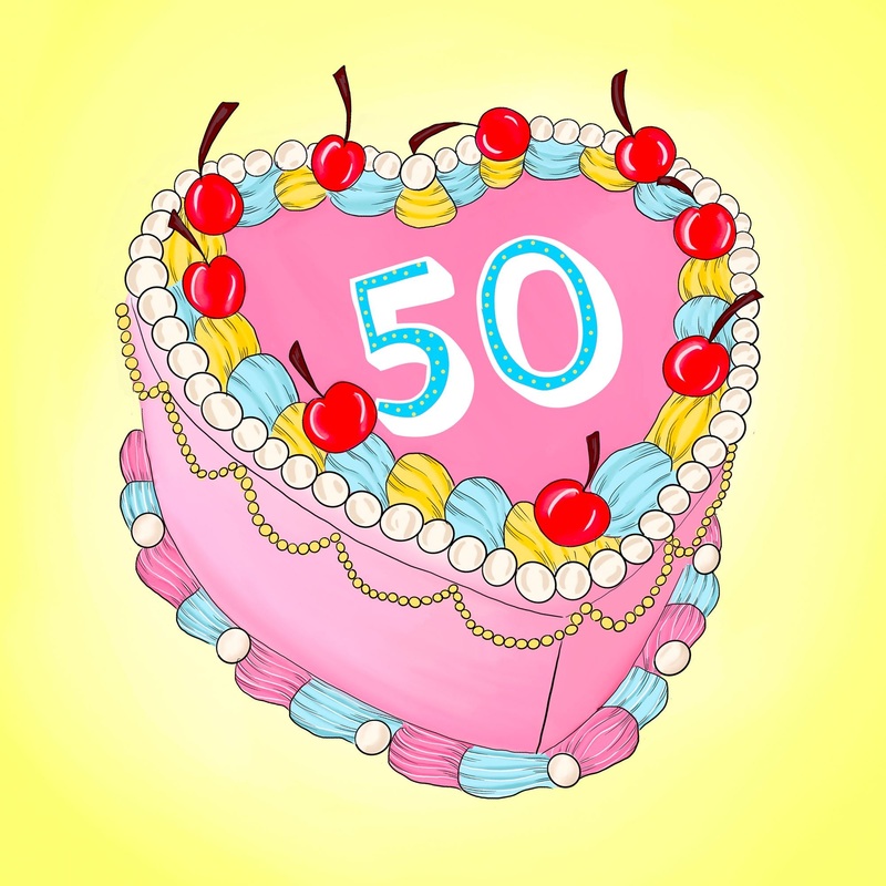 50 Birthday Cake Card