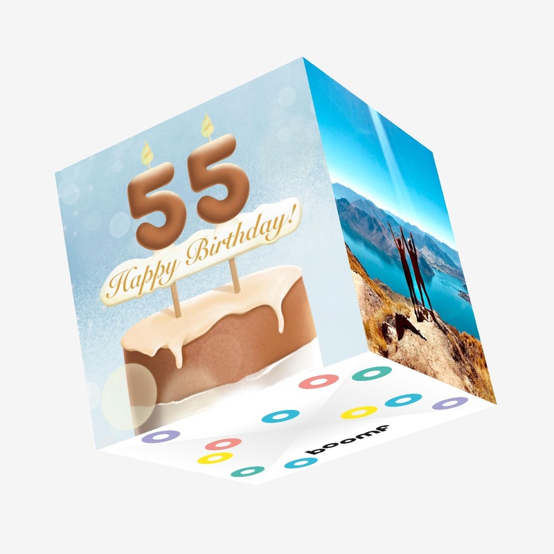 55th Happy Birthday Cake Confetti-exploding Greetings Card