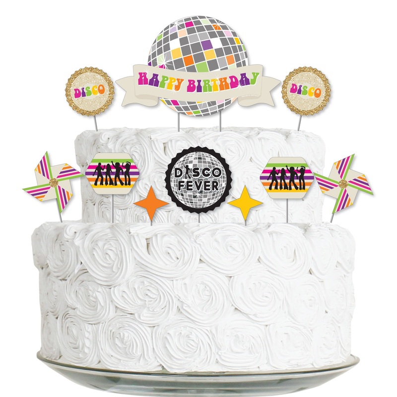 70's Disco - 1970s Disco Fever Birthday Party Cake Decorating Kit - Happy Birthday Cake Topper Set - 11 Pieces