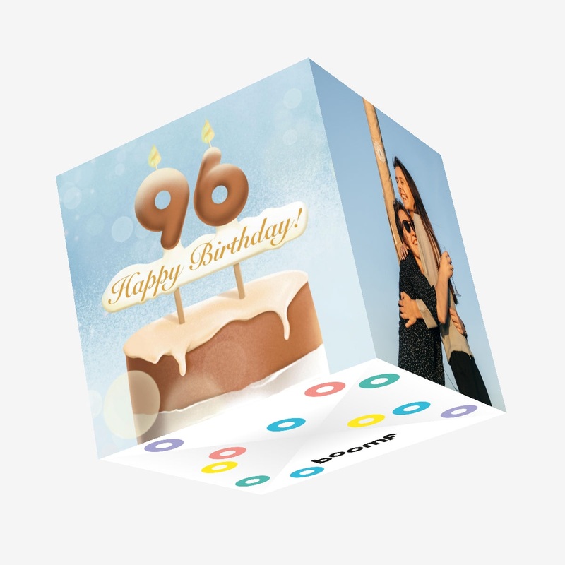 96th Happy Birthday Cake Confetti-exploding Greetings Card