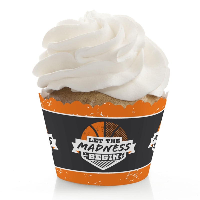 Basketball - Let the Madness Begin - College Basketball Party Decorations - Party Cupcake Wrappers - Set of 12