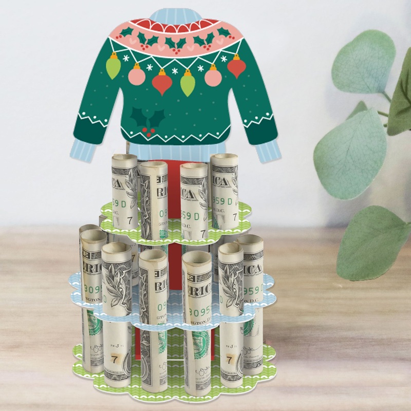 Colorful Christmas Sweaters - DIY Ugly Sweater Holiday Party Money Holder Gift - Cash Cake