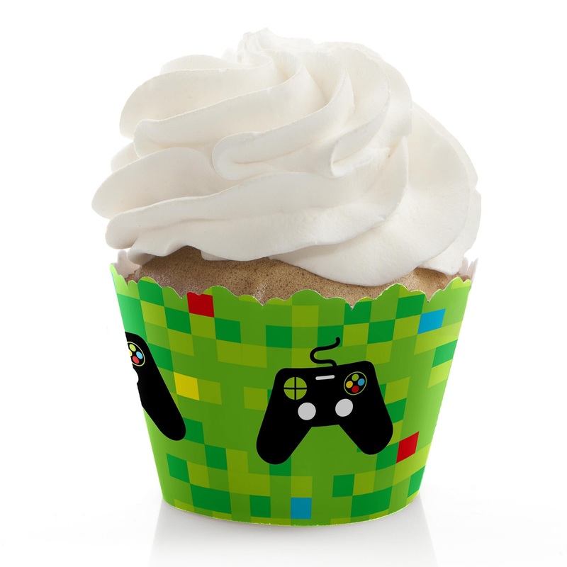 Game Zone - Pixel Video Game Party or Birthday Party Decorations - Party Cupcake Wrappers - Set of 12