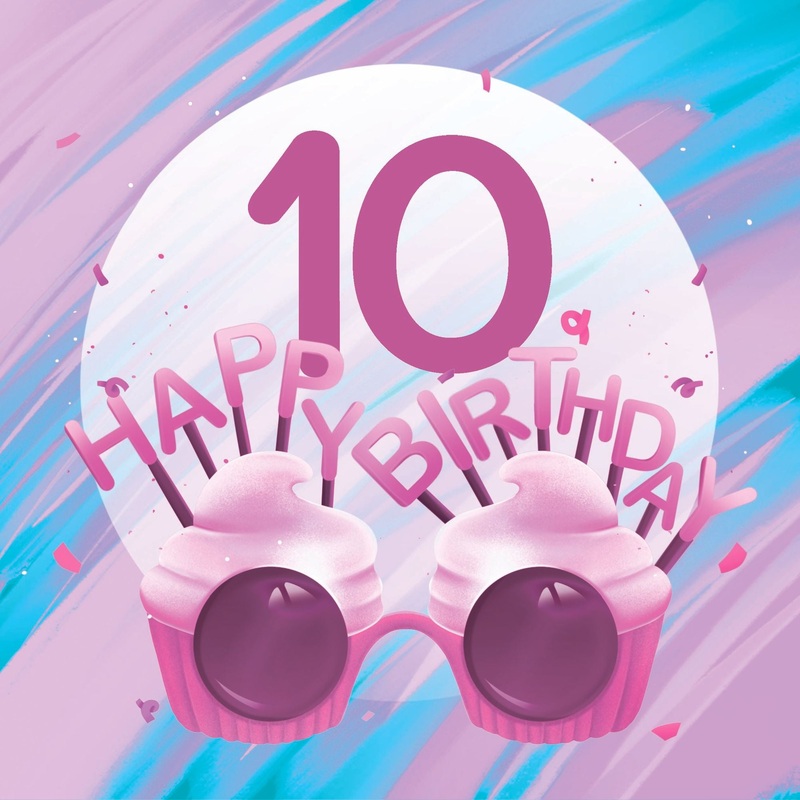 Happy 10th Birthday Cupcake Glasses Card
