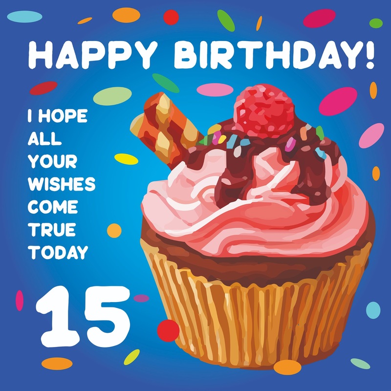 Happy 15th Birthday Cupcake Card
