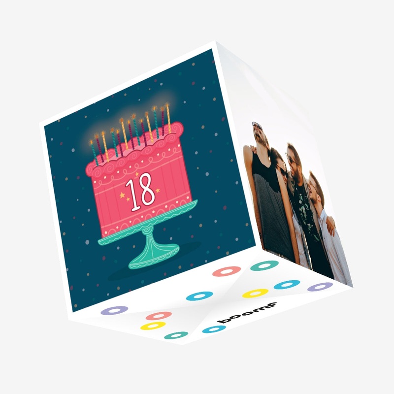 Happy 18th Birthday Pink Cake Confetti-exploding Greetings Card