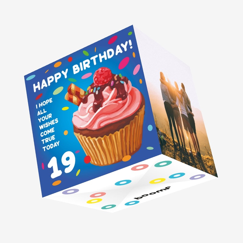 Happy 19th Birthday Cupcake Confetti-exploding Greetings Card