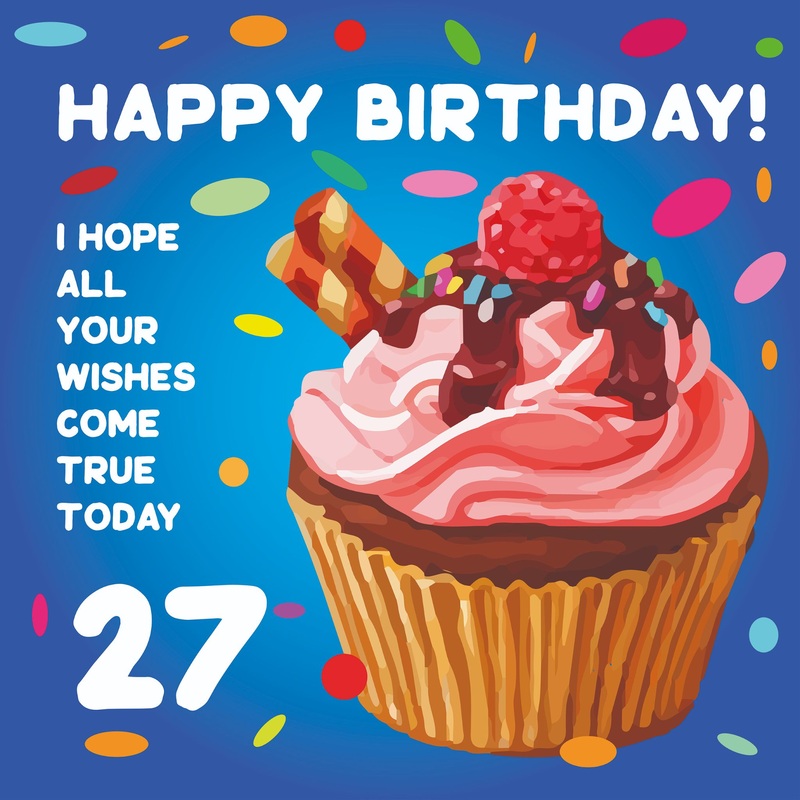 Happy 27th Birthday Cupcake Card