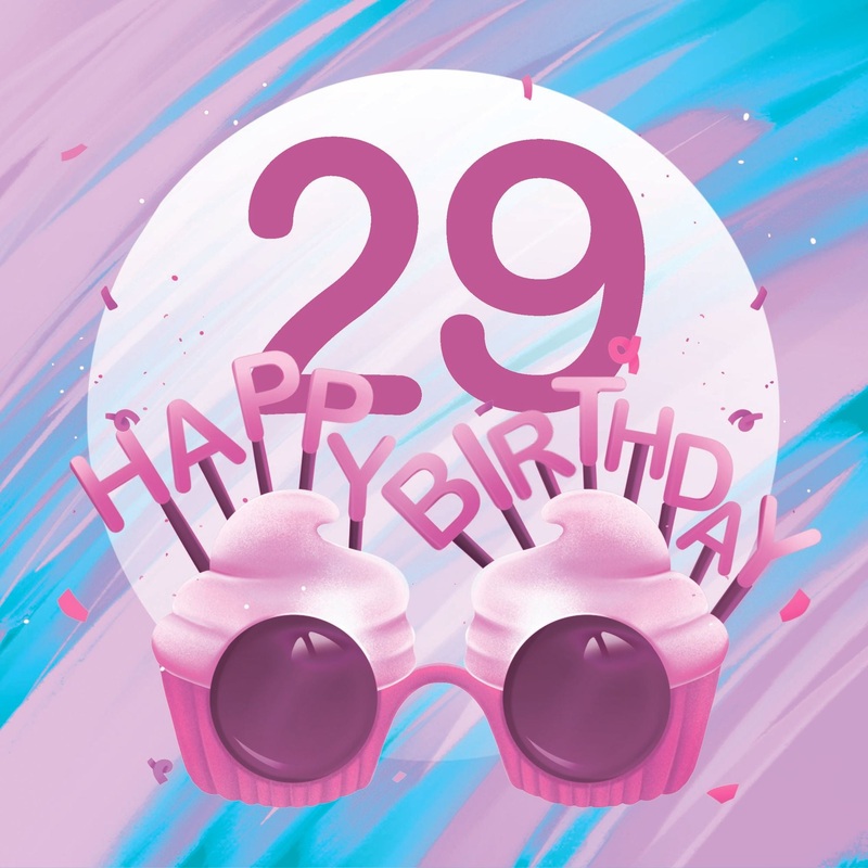 Happy 29th Birthday Cupcake Glasses Card