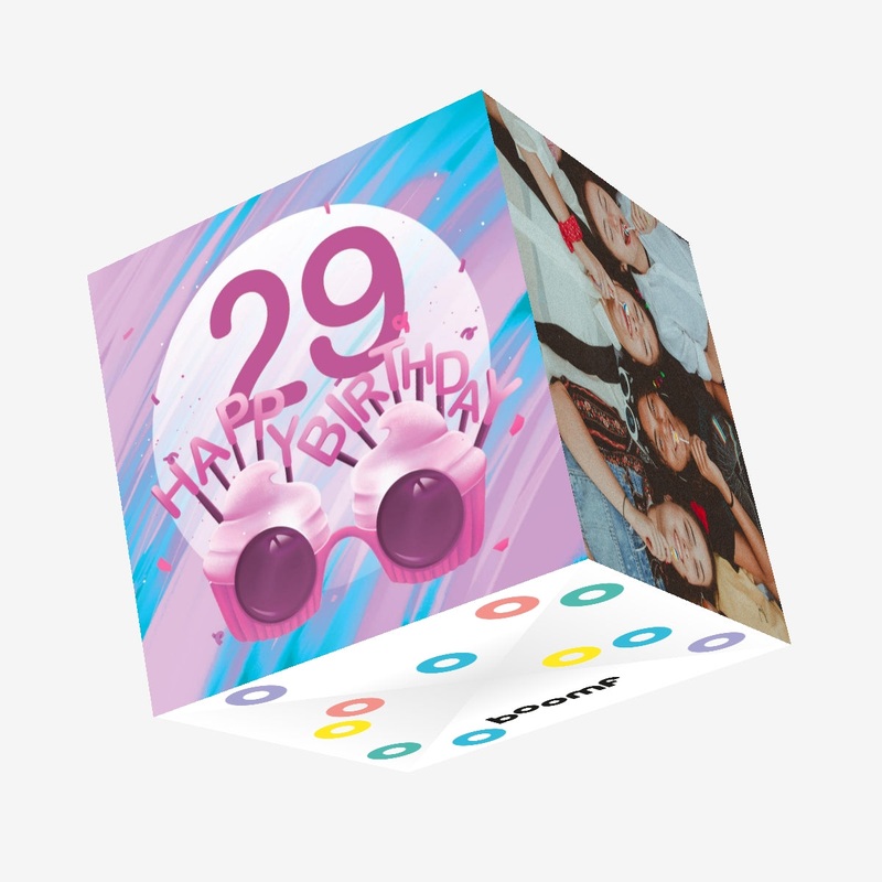 Happy 29th Birthday Cupcake Glasses Confetti-exploding Greetings Card