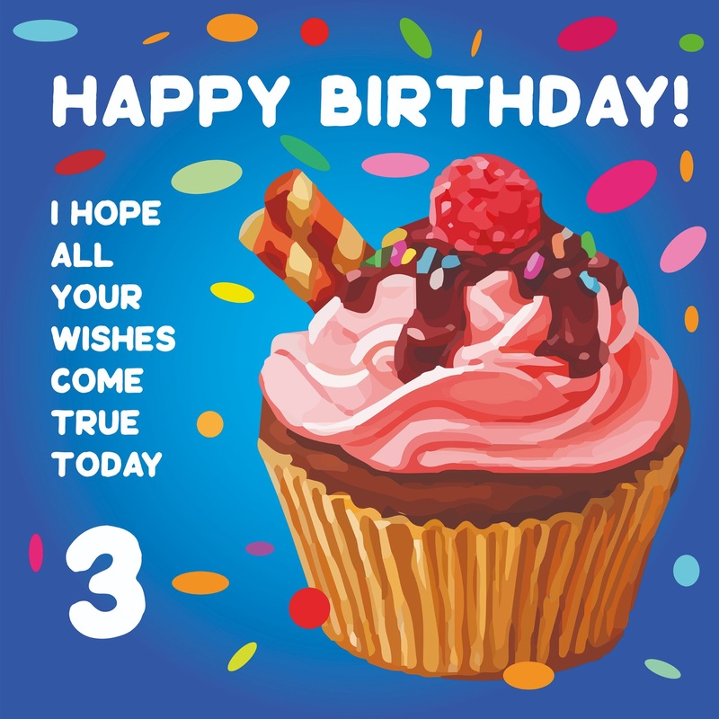 Happy 3rd Birthday Cupcake Card
