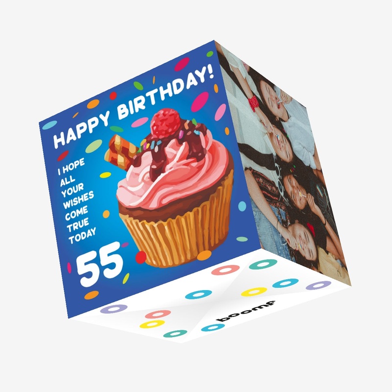 Happy 55th Birthday Cupcake Confetti-exploding Greetings Card