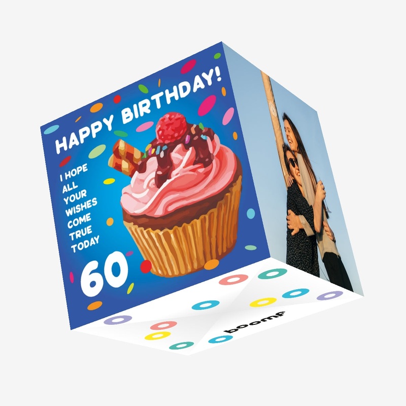 Happy 60th Birthday Cupcake Confetti-exploding Greetings Card
