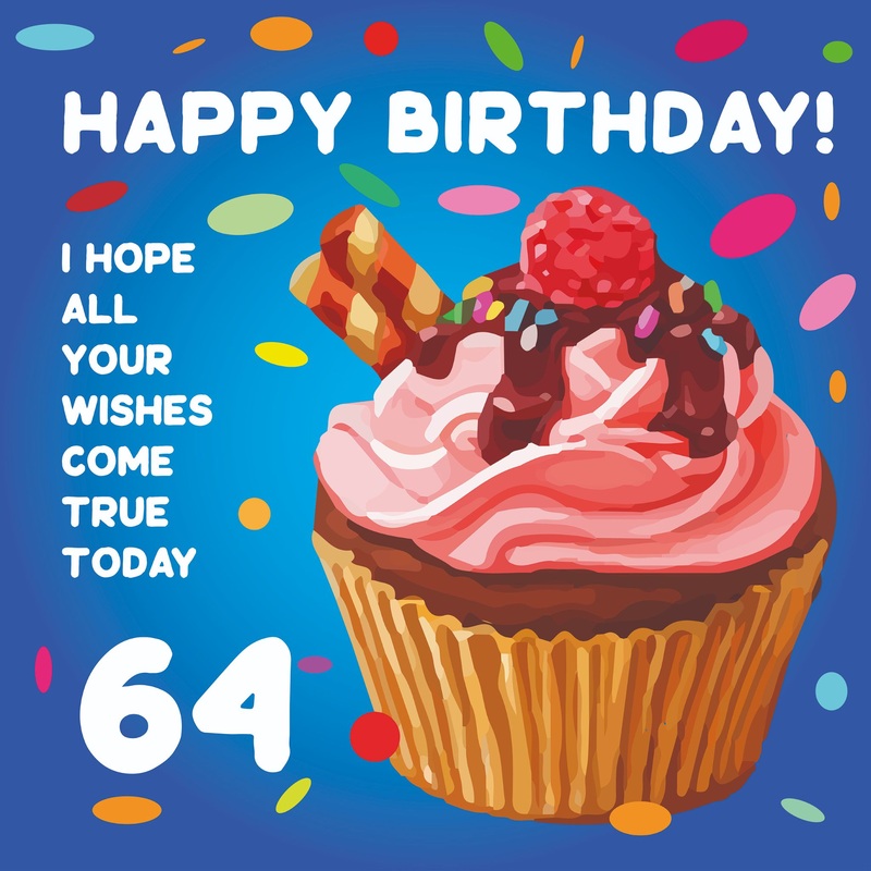 Happy 64th Birthday Cupcake Card