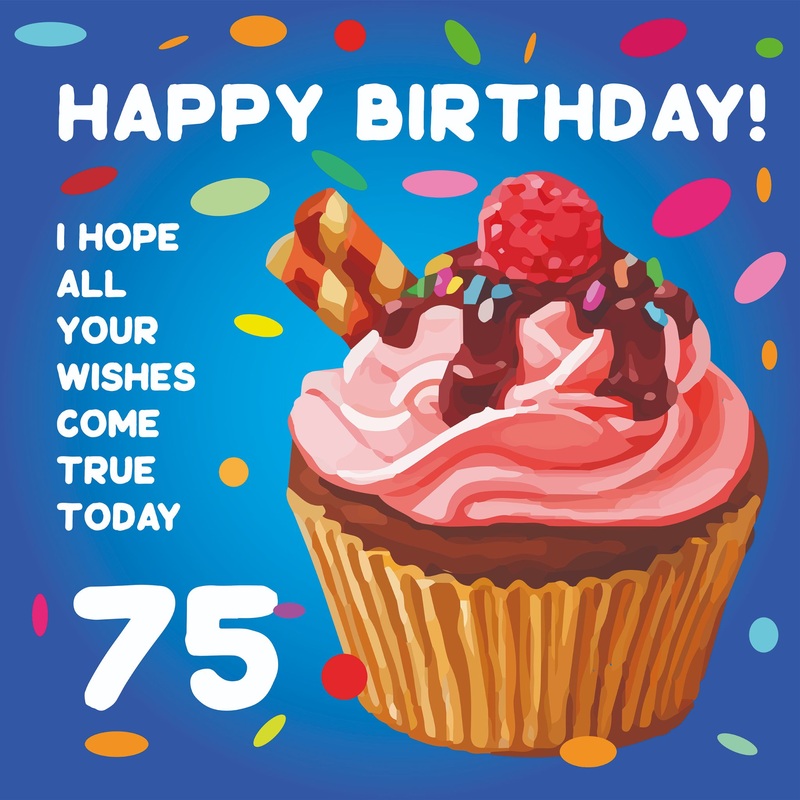 Happy 75th Birthday Cupcake Card