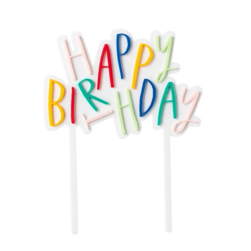 HAPPY BIRTHDAY RAINBOW CAKE TOPPER
