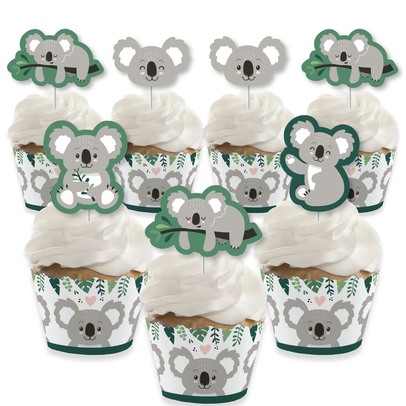 Koala Cutie - Cupcake Decoration - Bear Birthday Party and Baby Shower Cupcake Wrappers and Treat Picks Kit - Set of 24