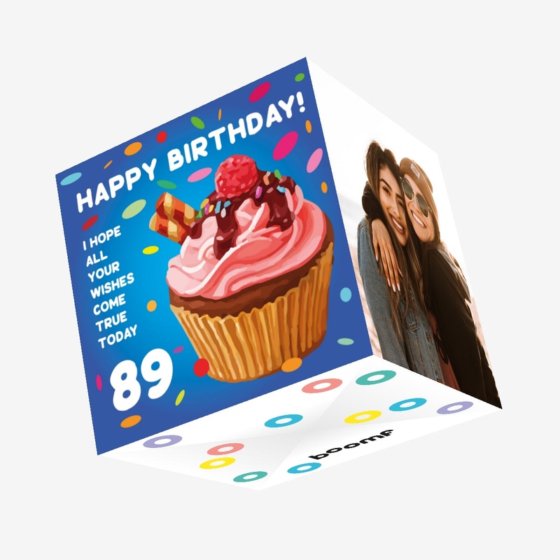 Sweet Cupcake Happy 89th Birthday Confetti-exploding Greetings Card
