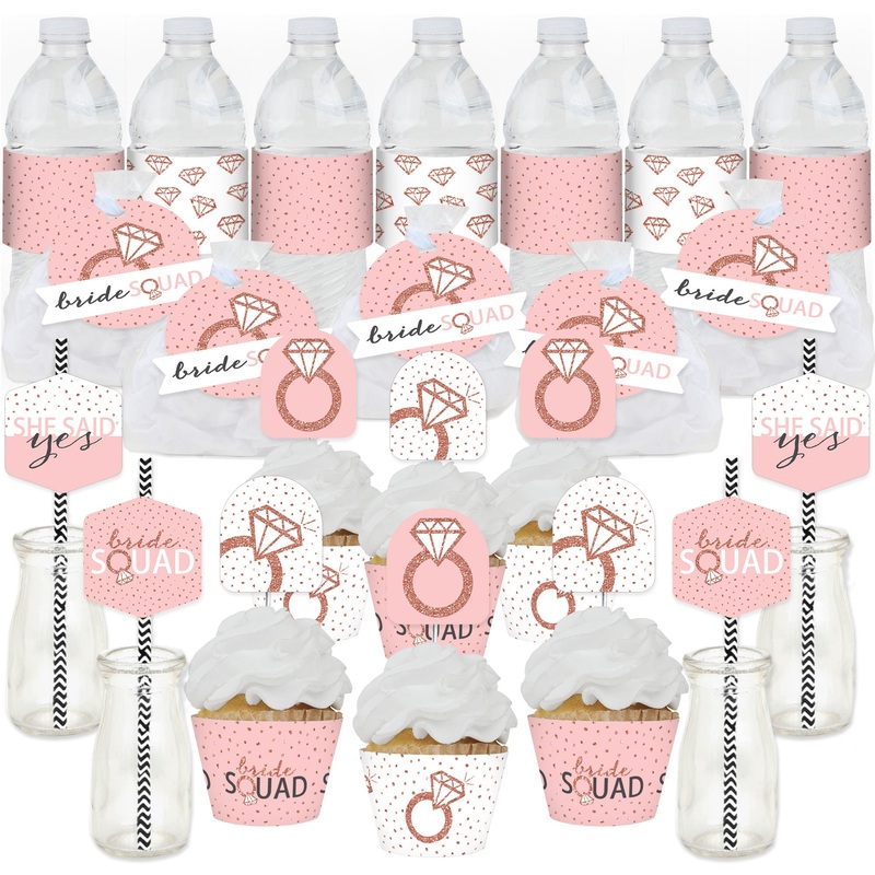 Bride Squad - Rose Gold Bridal Shower or Bachelorette Party Favors and Cupcake Kit - Fabulous Favor Party Pack - 100 Pieces