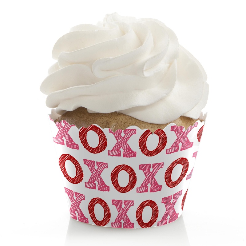 Conversation Hearts - Valentine's Day Party Decorations - Party Cupcake Wrappers - Set of 12