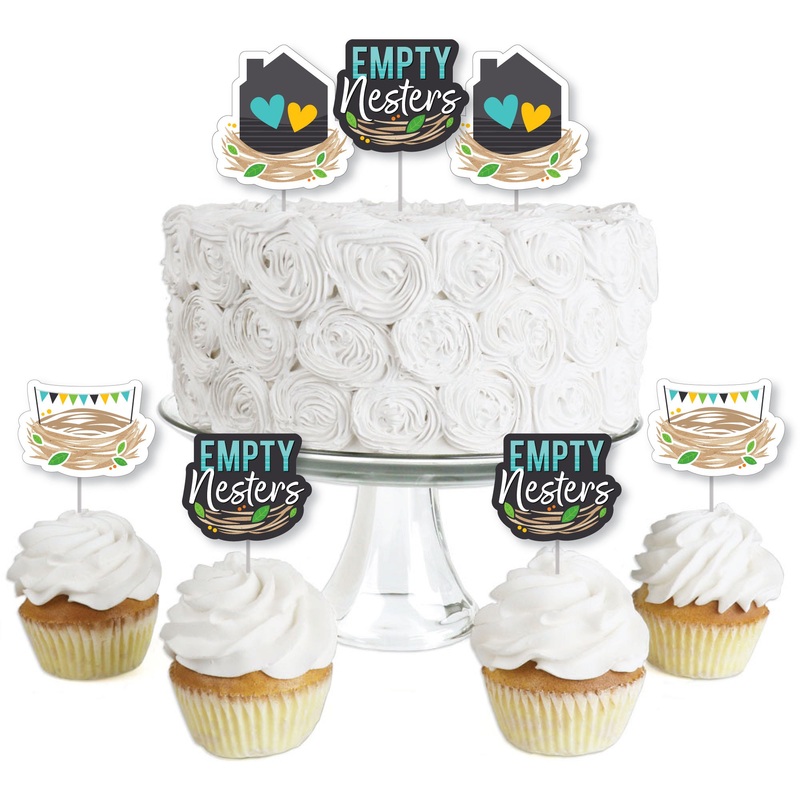 Empty Nesters - Dessert Cupcake Toppers - Empty Nest Party Clear Treat Picks - Set of 24