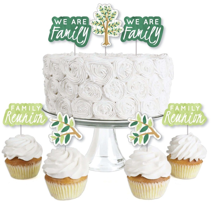 Family Tree Reunion - Dessert Cupcake Toppers - Family Gathering Party Clear Treat Picks - Set of 24