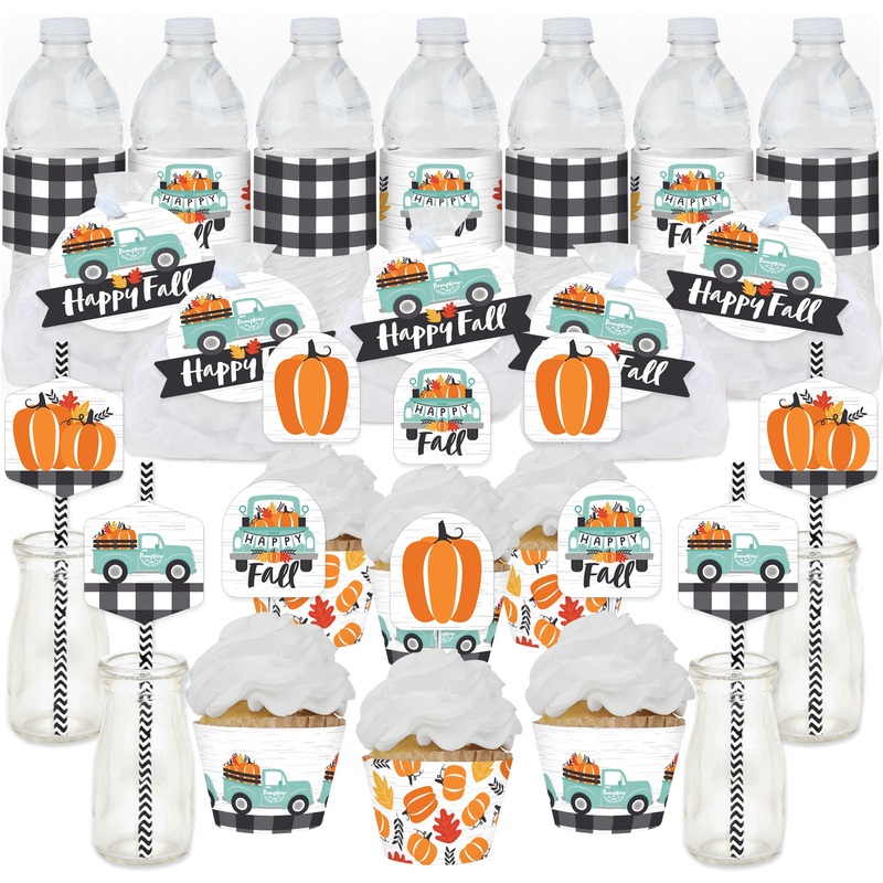 Happy Fall Truck - Harvest Pumpkin Party Favors and Cupcake Kit - Fabulous Favor Party Pack - 100 Pieces