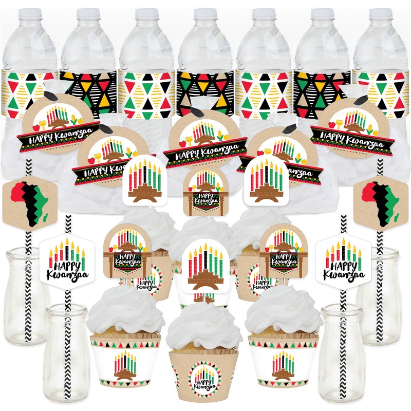 Happy Kwanzaa - African Heritage Holiday Party Favors and Cupcake Kit - Fabulous Favor Party Pack - 100 Pieces