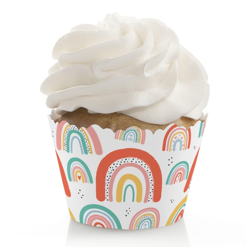 Hello Rainbow - Boho Baby Shower and Birthday Party Decorations - Party Cupcake Wrappers - Set of 12