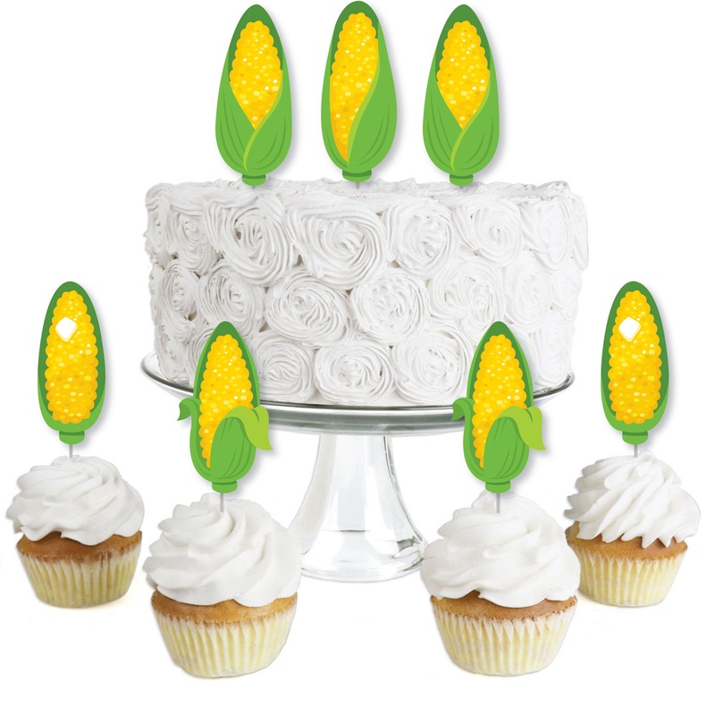 It's Corn - Dessert Cupcake Toppers - Fall Harvest Party Clear Treat Picks - Set of 24