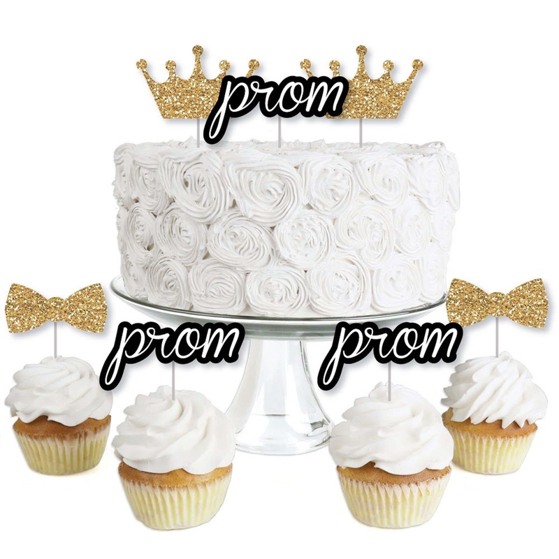 Prom - Dessert Cupcake Toppers - Prom Night Party Clear Treat Picks - Set of 24