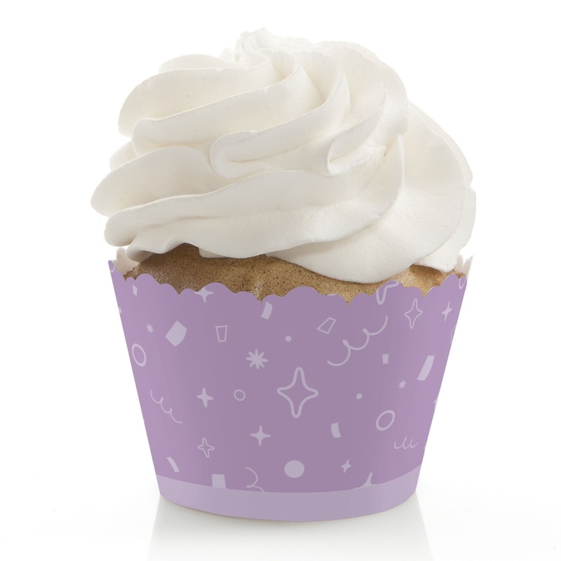Purple Confetti Stars - Simple Party Decorations - Party Cupcake Wrappers - Set of 12