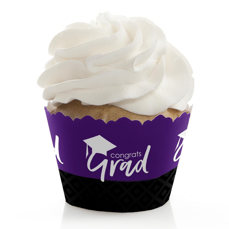 Purple Grad - Best is Yet to Come - Graduation Decorations - Party Cupcake Wrappers - Set of 12