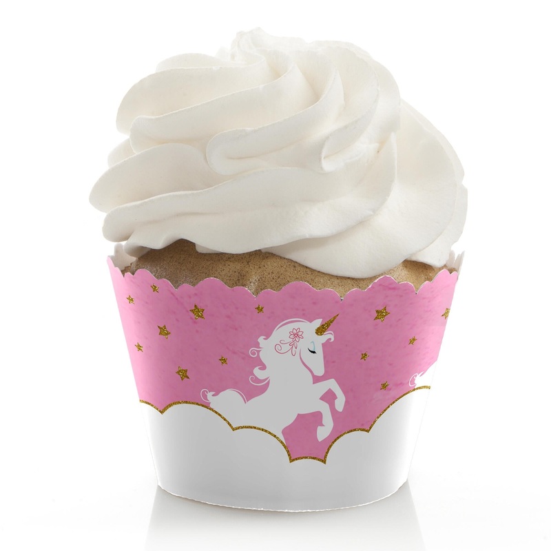 Rainbow Unicorn - Magical Unicorn Baby Shower or Birthday Decorations - Party Cupcake Wrappers - Set of 12