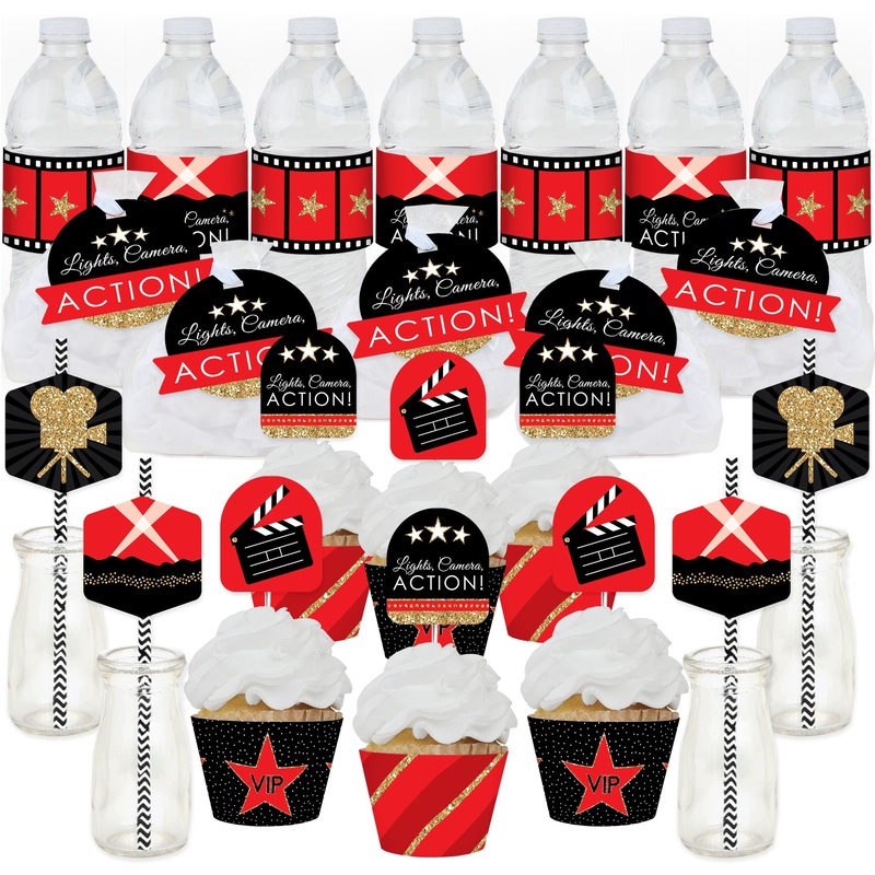 Red Carpet - Movie Night Party Favors and Cupcake Kit - Fabulous Favor Party Pack - 100 Pieces