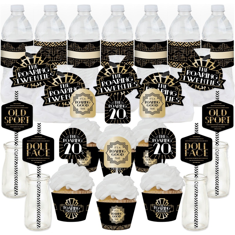 Roaring 20's - 1920s Art Deco Jazz Party Favors and Cupcake Kit - Fabulous Favor Party Pack - 100 Pieces