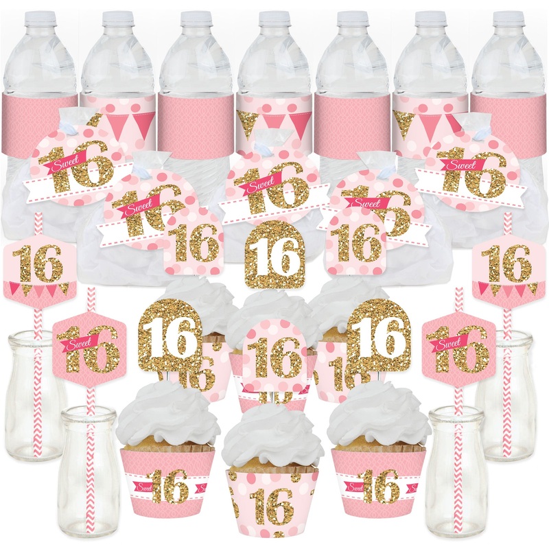 Sweet 16 - 16th Birthday Party Favors and Cupcake Kit - Fabulous Favor Party Pack - 100 Pieces