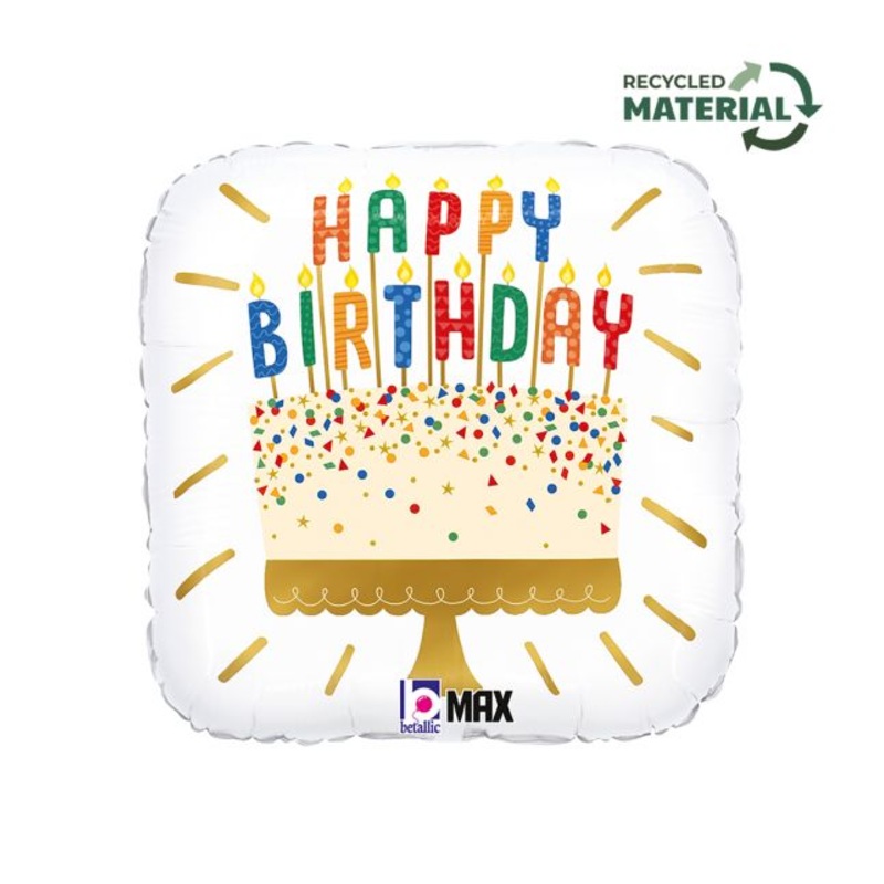 18"" Birthday Cake Candles Foil Balloon Packaged