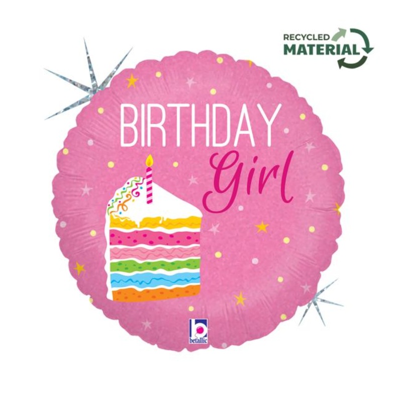 18" Birthday Cake Girl Foil Balloon Packaged