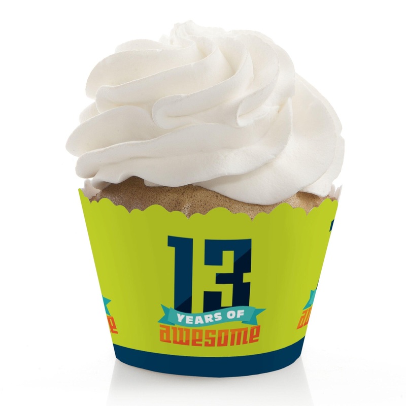 Boy 13th Birthday - Official Teenager Birthday Party Decorations - Party Cupcake Wrappers - Set of 12