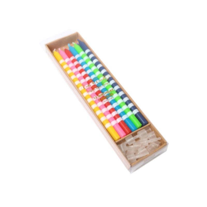 Bright Striped Cake Candles