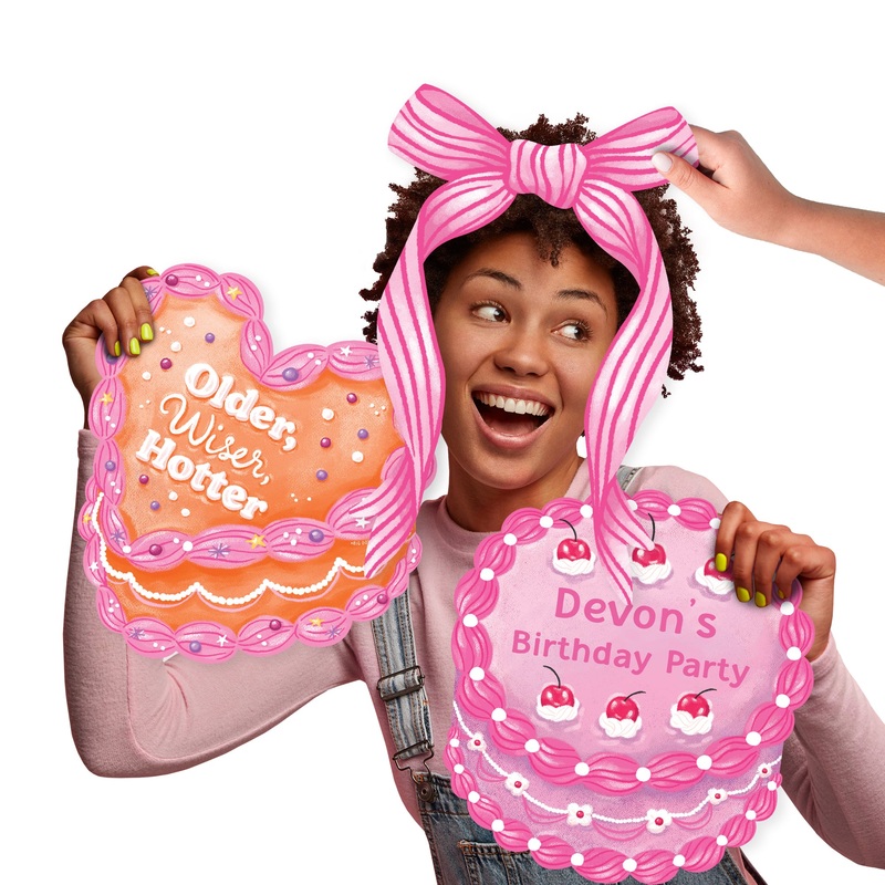 Custom Hot Girl Bday - Vintage Cake Birthday Party Large Photo Props - 3 Pc